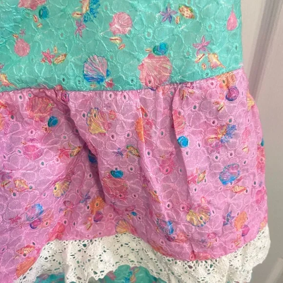 Beach Bunny NWT Everette aqua/pink seashell cutout open back coquette mini dress - Picture 9 of 11